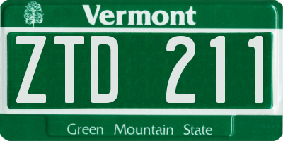 VT license plate ZTD211