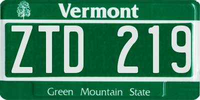 VT license plate ZTD219