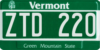 VT license plate ZTD220