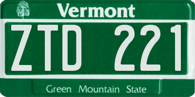 VT license plate ZTD221