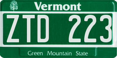 VT license plate ZTD223