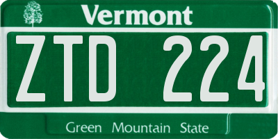 VT license plate ZTD224