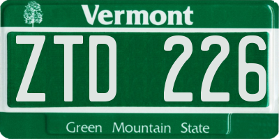 VT license plate ZTD226