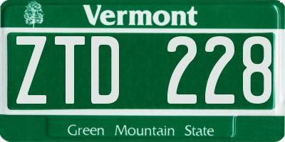 VT license plate ZTD228