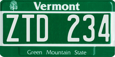 VT license plate ZTD234