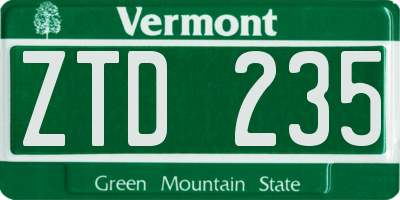 VT license plate ZTD235