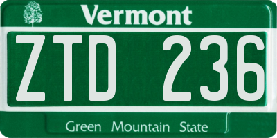 VT license plate ZTD236