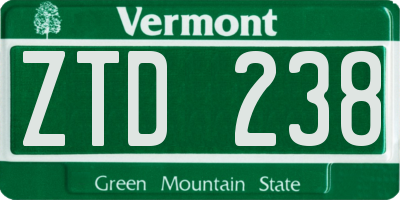 VT license plate ZTD238