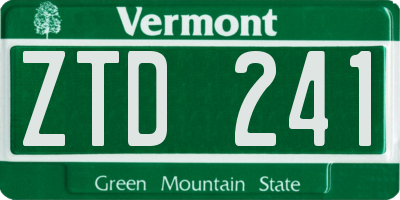 VT license plate ZTD241