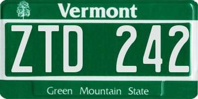 VT license plate ZTD242