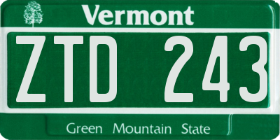VT license plate ZTD243