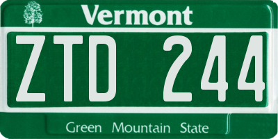 VT license plate ZTD244