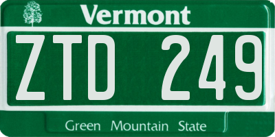 VT license plate ZTD249