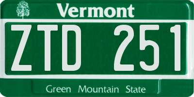 VT license plate ZTD251