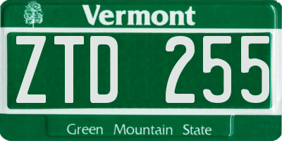 VT license plate ZTD255