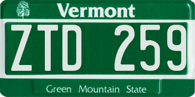 VT license plate ZTD259