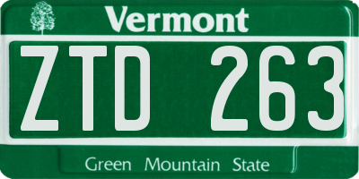 VT license plate ZTD263
