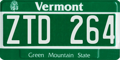 VT license plate ZTD264