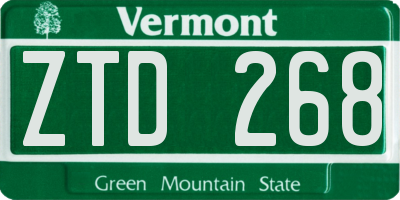VT license plate ZTD268
