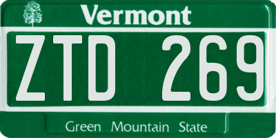 VT license plate ZTD269