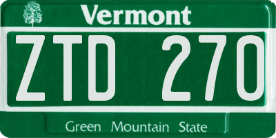 VT license plate ZTD270