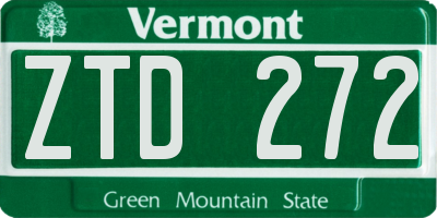 VT license plate ZTD272