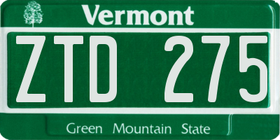 VT license plate ZTD275
