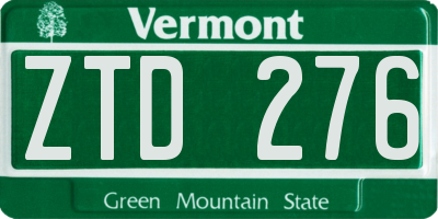VT license plate ZTD276