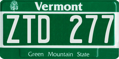 VT license plate ZTD277