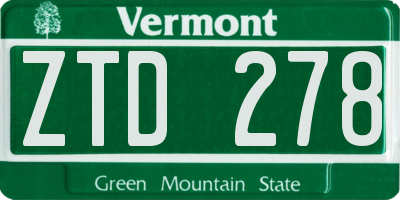 VT license plate ZTD278