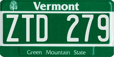 VT license plate ZTD279