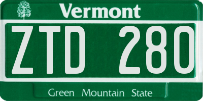 VT license plate ZTD280