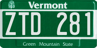VT license plate ZTD281