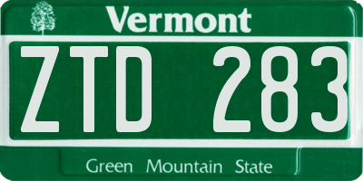 VT license plate ZTD283