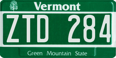 VT license plate ZTD284