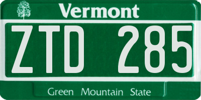 VT license plate ZTD285