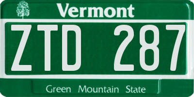 VT license plate ZTD287