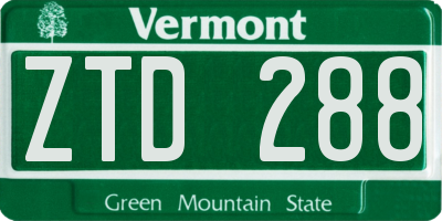 VT license plate ZTD288