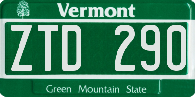 VT license plate ZTD290