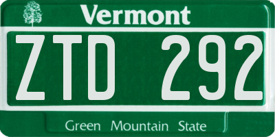 VT license plate ZTD292