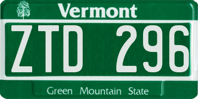 VT license plate ZTD296