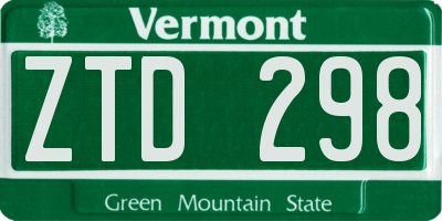 VT license plate ZTD298