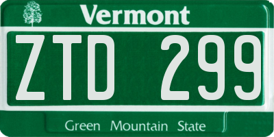 VT license plate ZTD299