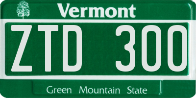 VT license plate ZTD300