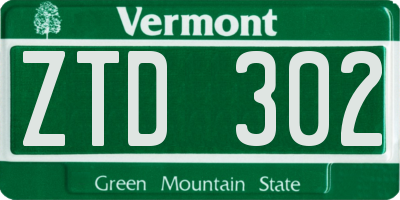 VT license plate ZTD302