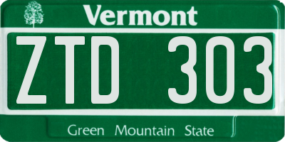 VT license plate ZTD303