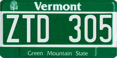 VT license plate ZTD305