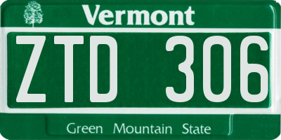 VT license plate ZTD306