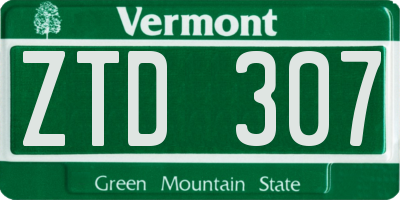 VT license plate ZTD307
