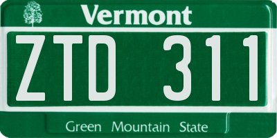 VT license plate ZTD311